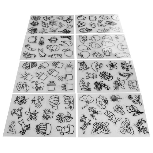 (Vegetables Pattern) 8Pcs Heat Shrink Sheet Set Fruit Vegetable Pattern Shrinky Art Paper 1