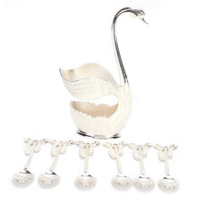 (with Spoons 11cm/4.3in) EU Style Swan Base Zinc Alloy Coffee Tableware Gift