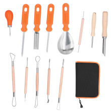 14Pcs Pumpkin Carving Tool Kit Stainless Steel Knife Storage Bag