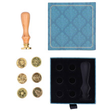 (Green) DIY Sealing Wax Stamp Kit Wooden Handle for Cards Envelopes