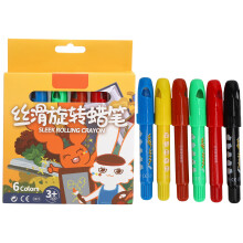 (6‑Color) Rotating Crayons Wax 6-Color Washable Kids Drawing Tools