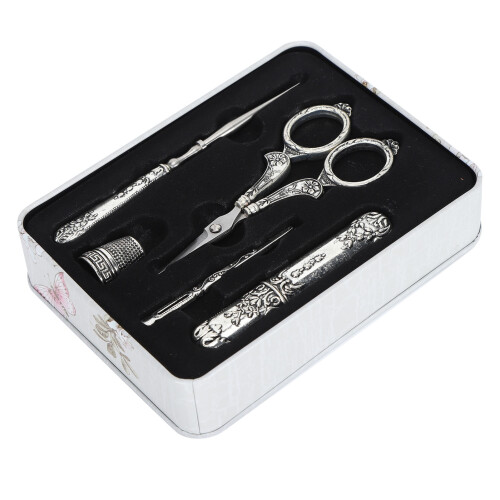 Retro Sewing Scissors Set Silver 1