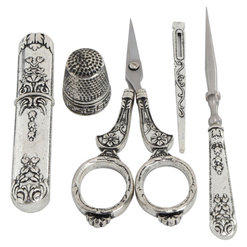 Retro Sewing Scissors Set Silver 2