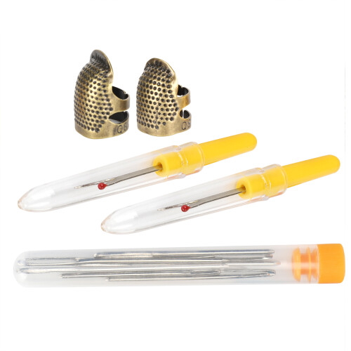 2 Set Sewing Thimble Finger Protector Needle Ripper DIY Tools 1