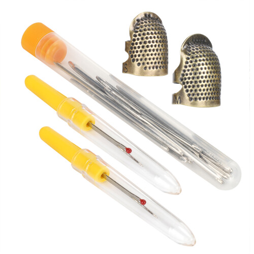 2 Set Sewing Thimble Finger Protector Needle Ripper DIY Tools 2