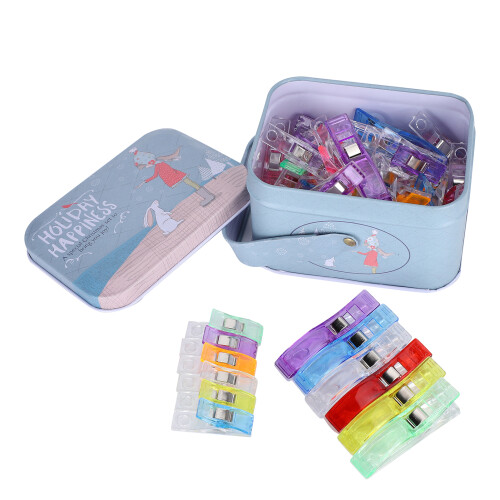 65Pcs Sewing Clips Plastic Assorted Colors Hemming PatchWork Long Tail