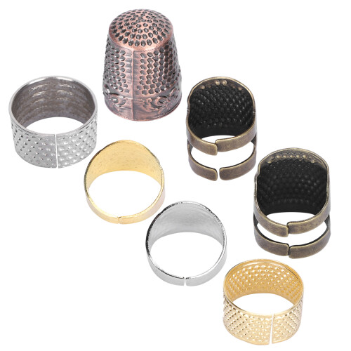 7Pcs Adjustable Brass Copper Thimble Set DIY Handcraft Accessory 2