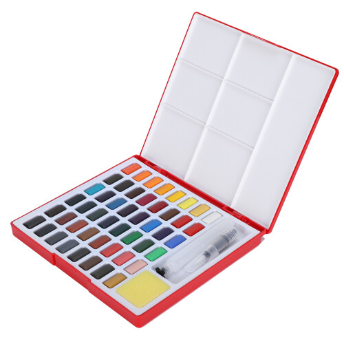 Solid Watercolor Paint 48 Color Portable Gouache Art Student Set 1