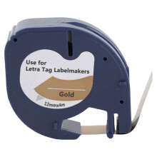 Label Tape Replacement Parts Ribbon 12mmx4m Black‑on‑Gold for Labeler
