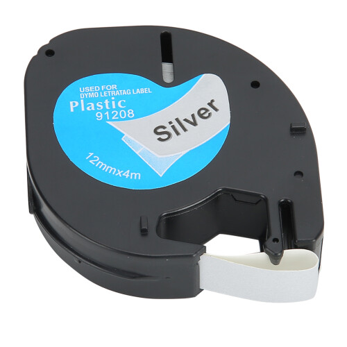 Label Tape for Dymo 12mm Silver Background Black 91208 2