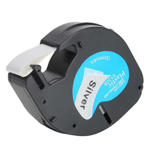 Label Tape for Dymo 12mm Silver Background Black 91208 1