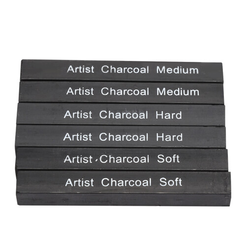6Pcs Compressed Charcoal Sticks Black Graphite Pencil Art 2