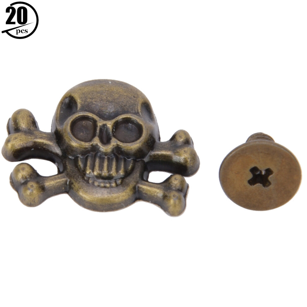 (Ghost Head with Bone Bronze) 20PCS 15mm Punk Skull Rivet Gothic Luggage Silver-image-OPC-PMFV7CS-NEW