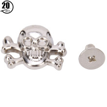 (Ghost Head with Bone Silver) 20PCS 15mm Punk Skull Rivet Gothic Luggage Silver