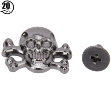 (Ghost Head with Bone Gun Color) 20PCS 15mm Punk Skull Rivet Gothic Luggage Silver