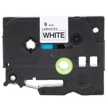 9mm Laminated Black on White Tape for Brother TZe-221/621