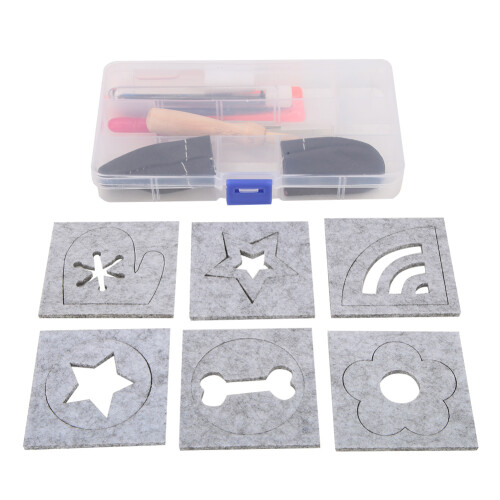 DIY Wool Felting Tool Set with 6 Mold Scissors Awl 1