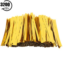(Gold 10cm/3200pcs) 3200PCS PET Twist Ties 10cm Gold for Candy Bread Bag Sealing