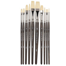 10Pcs Oil Painting Brushes Brown UV Holder Gouache Watercolor