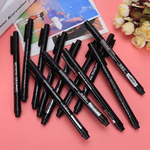 12pcs Micron Liner Fine Tip Black Waterproof Drawing Pen (BR) 2