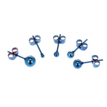 Stainless Steel Round Ball Ear Studs 5 Pair Assorted Sizes Men Women