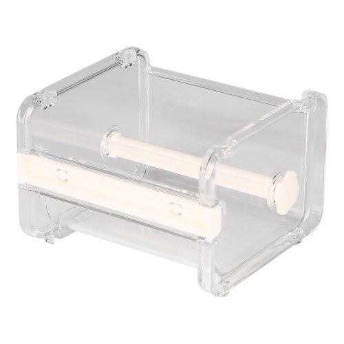 Transparent Adhesive Tape Dispenser with Cutter White 1
