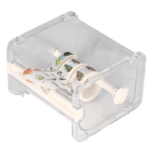 Transparent Adhesive Tape Dispenser with Cutter White 2