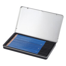 12pcs Wooden Shell Hex Rod Pencil Set with Tinplate Box