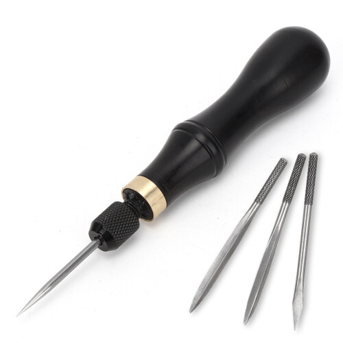 4 in 1 Stitching Awl Kit Ebony Handle DIY Sewing Tool