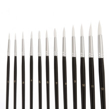 12Pcs Nylon Hair Gouache Brushes Wood Handle Art Painting Set