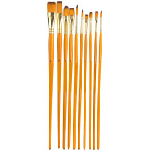10Pcs Yellow Handle Nylon Hair Painting Brush Gouache Watercolor Art