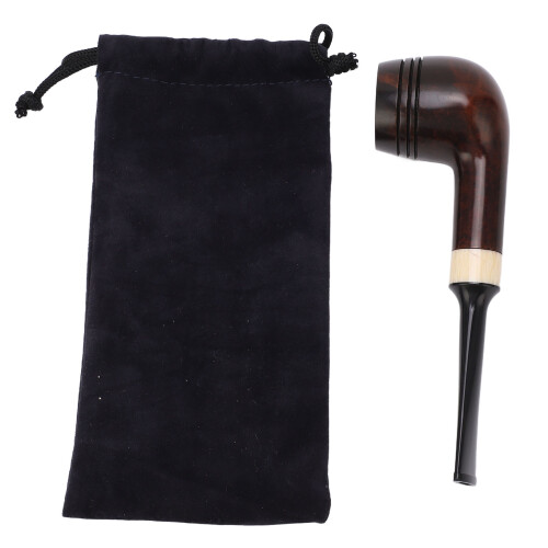 Handmade 3-Ring Wood Bruyere Straight Stem Pipe with Filter