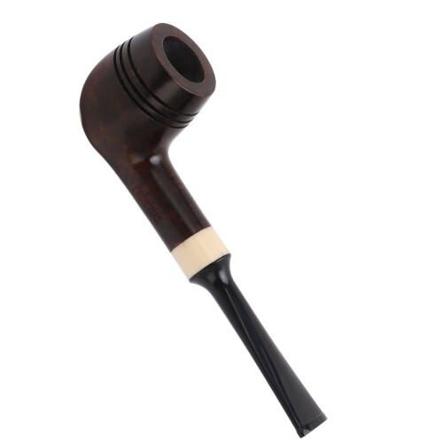 Handmade 3-Ring Wood Bruyere Straight Stem Pipe with Filter 1