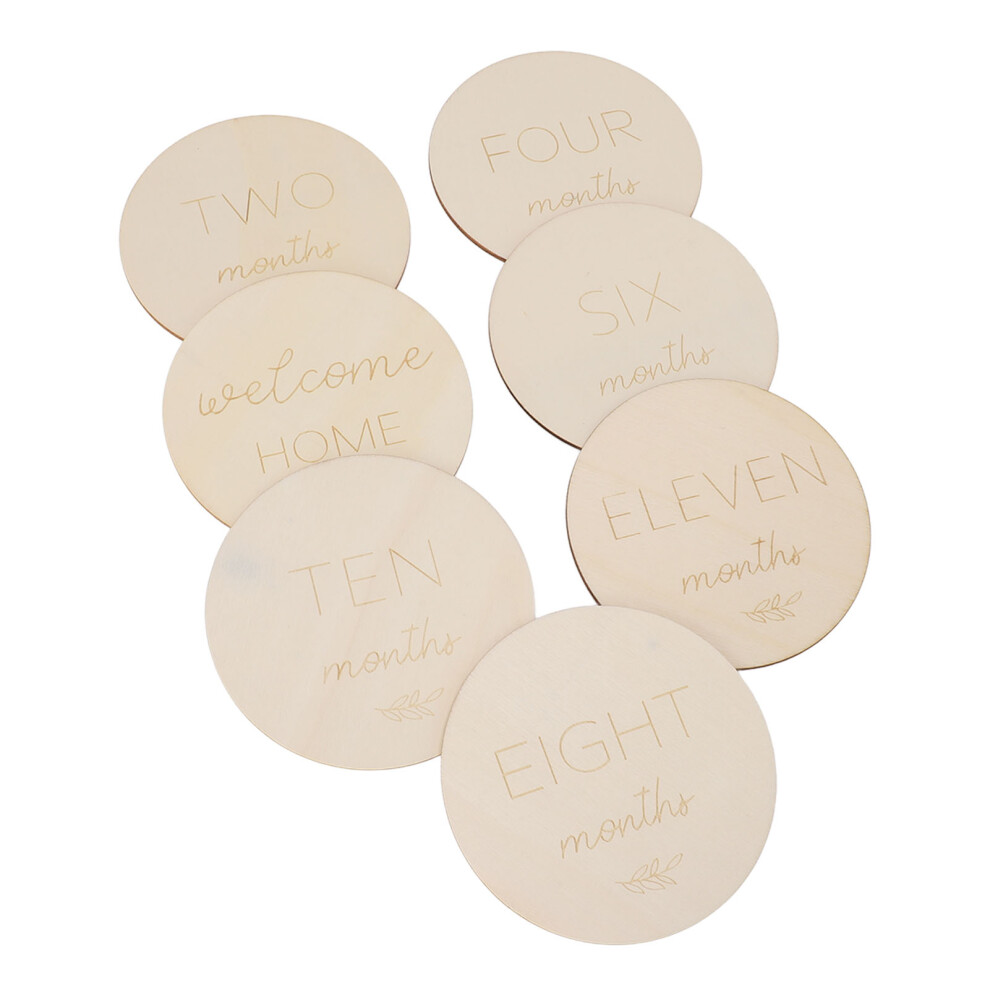 7PCS Baby Monthly Milestone Cards Double Sided Wood Discs