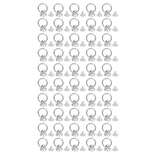 (Silver) 50 Sets 9.5mm Zinc Alloy Pull Ring Rivets 7.5mm Iron Screws Silver