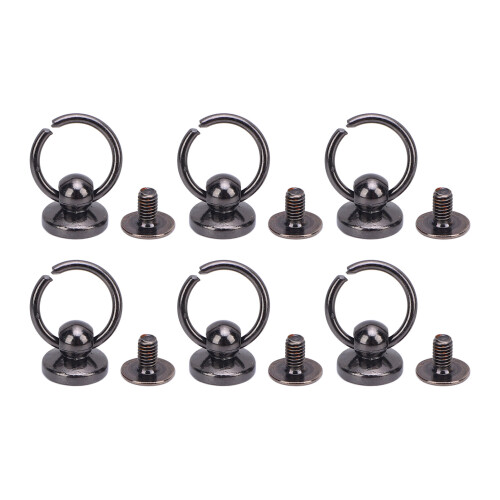 (Silver Black) 50 Sets 9.5mm Zinc Alloy Pull Ring Rivets 7.5mm Iron Screws Silver 1