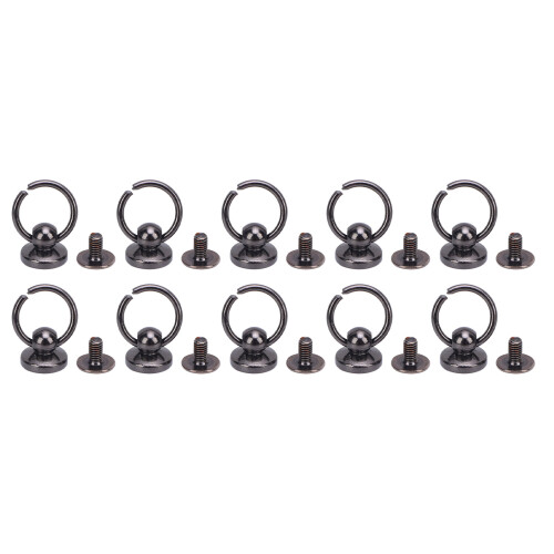 (Silver Black) 50 Sets 9.5mm Zinc Alloy Pull Ring Rivets 7.5mm Iron Screws Silver 2
