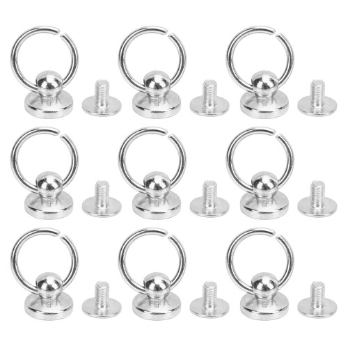 (Silver) 50 Sets 9.5mm Zinc Alloy Pull Ring Rivets 7.5mm Iron Screws Silver 2