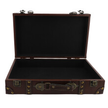 Vintage Suitcase 34x20.5x8cm Wooden Leather Trunk
