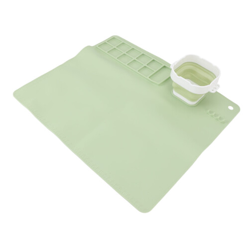 Silicone Painting Mat Set Foldable Cup Palettes Green 2