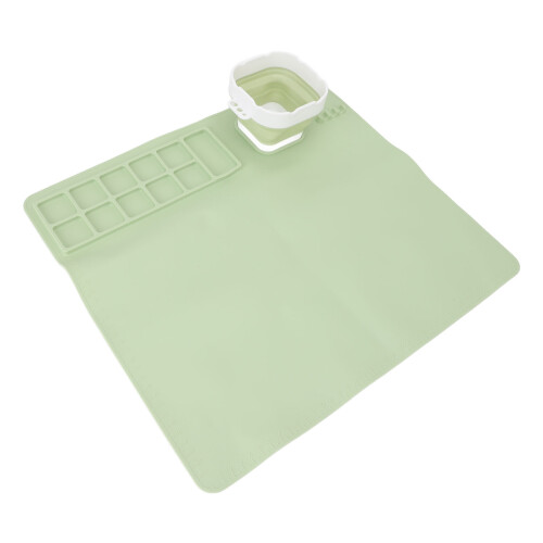 Silicone Painting Mat Set Foldable Cup Palettes Green 1