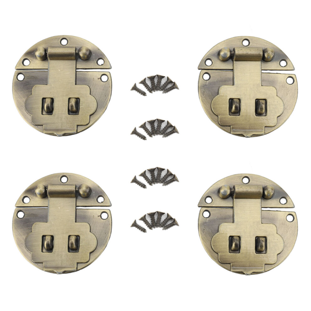 (5.2cm Diameter 4 Sets) Vintage Hasp Latch Set Double Hole Circular Lock 7cm 2 Sets-image-OPC-PMFVB2D-NEW