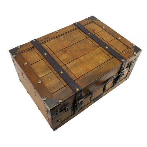 Vintage Wooden Trunk Retro Decorative Storage Box 2