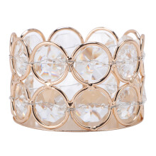 (Gold) Hollow Candle Holder Crystal Beads Iron Art Gold