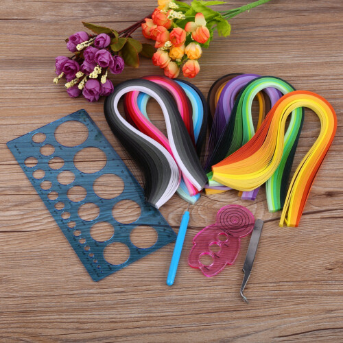 1 Set Quilling Paper Rolling Kit Slotted Tools Strips Tweezer Ruler