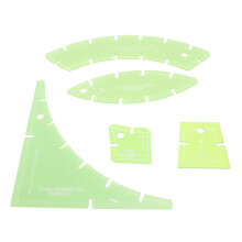 5 Pcs Quilting Template Set Transparent Green Plastic Sewing Cutting