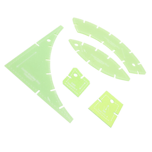 5 Pcs Quilting Template Set Transparent Green Plastic Sewing Cutting 1