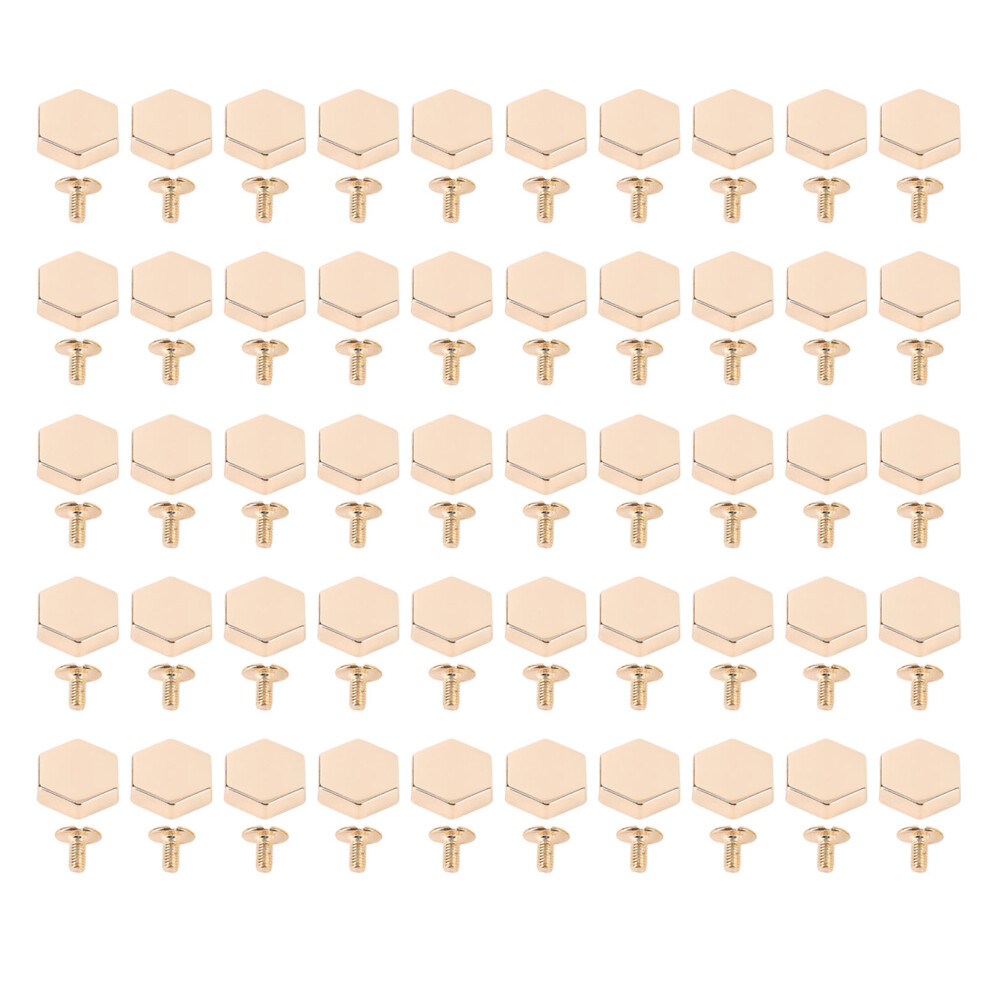 (Light Gold) 50 Set 13mm Light Gold Zinc Alloy Hex Rivets Studs Belts Shoes-image-OPC-PMFVBD9-NEW