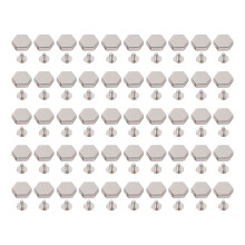 (Silver) 50 Set 13mm Light Gold Zinc Alloy Hex Rivets Studs Belts Shoes