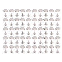(Sliver) 50 Sets 10mm Hex Rivets Studs Metal Slotted Round Head Screw Silver